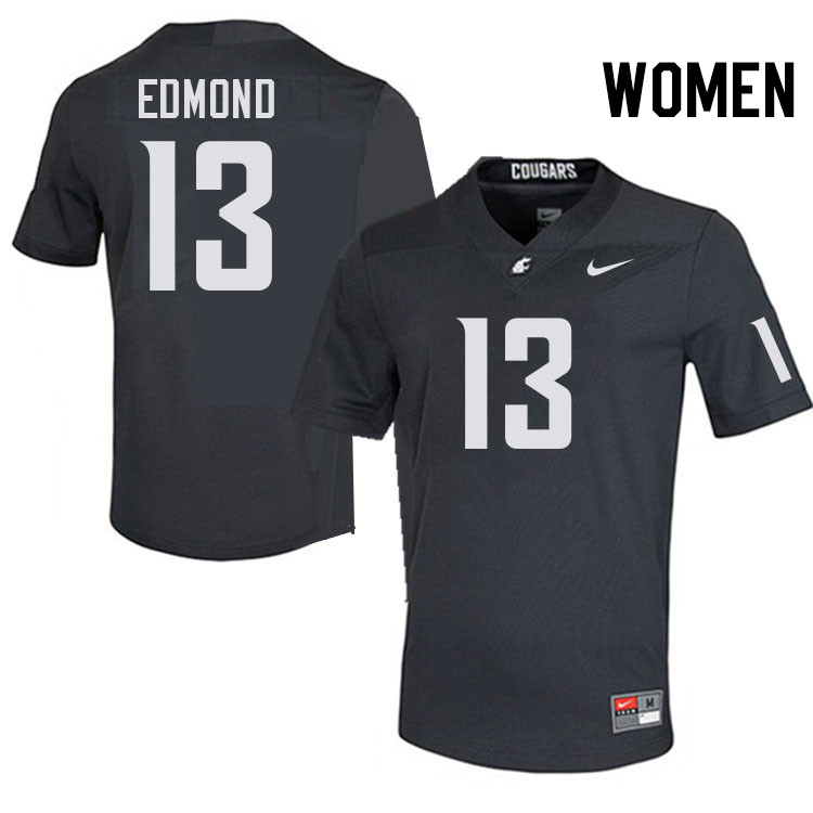 Women #13 Jaylon Edmond Washington State Cougars College Football Jerseys Stitched-Charcoal